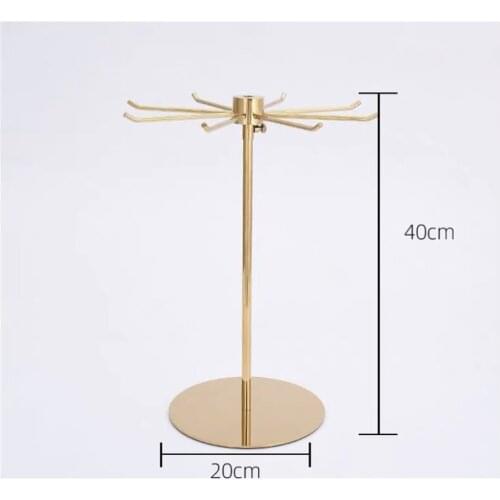 Golden Rotary Necklace Display Rack Multi Purpose Scarf Hook Jewelry Store Window Jewelry Bracelet Hanging Organizer Bracket