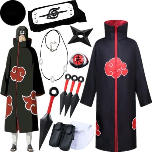 Anime Costume Cosplay Accessories Ninja Comic Cloak Headband Kunai Ring Prop Child Adult Halloween Party Gift