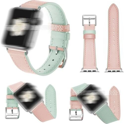Beauty Woman Custom for Apple Watch 1/2/3/4# 38MM 42MM Double-sided color Leather strap for iwatch Backup strap gift