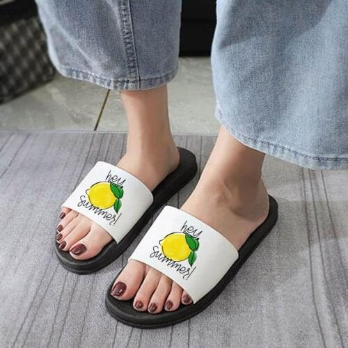 Lemon fruit Printed Kawaii Cartoon Ladies Slippers 2021 Hot New Summer Slide Sandals Women Slippers zapatillas mujer
