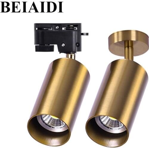 BEIAIDI Retro Bronze Surface Mounted LED Downlight 10W Rotating LED Ceiling Track Spotlight Restaurant Exhibition Rail Spot Lamp