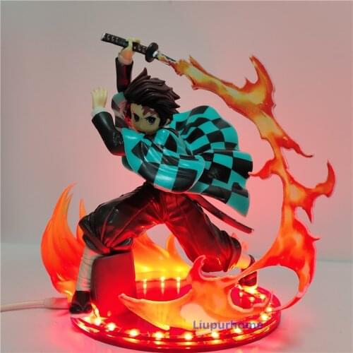 Demon Slayer Action Anime LED Night Light Kimetsu No Yaiba Tanjirou Kamado Fixtures Lamp Child Bedroom Bedside Decor Desk Lamp