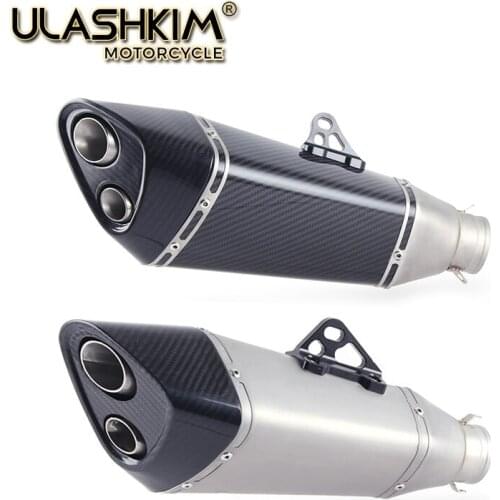 Universal Motorcycle Carbon Fiber Exhaust muffler Slip On pipe R11 stickers GSXR 600 750 GSF1200 GSX-R1000 GSX-R1000R Ninja650