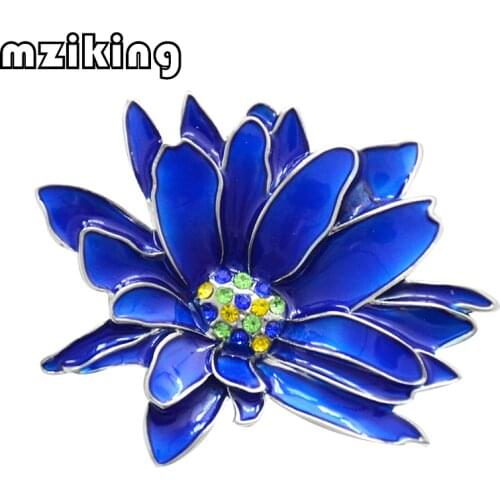 Mziking New Blue Flower Brooch for Women Chrysanthemum Brooch Enamel Pin Jewelry Clothes Accessories Brooches For Wedding Brosh