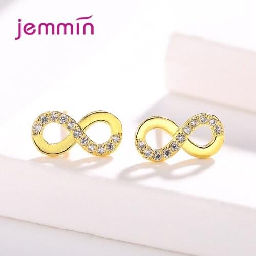 Korean 925 Sterling Silver Letter Shape Letter 8 Piercing Stud Earrings For Women Cubic Zirconia Ear Party Wedding Jewelry