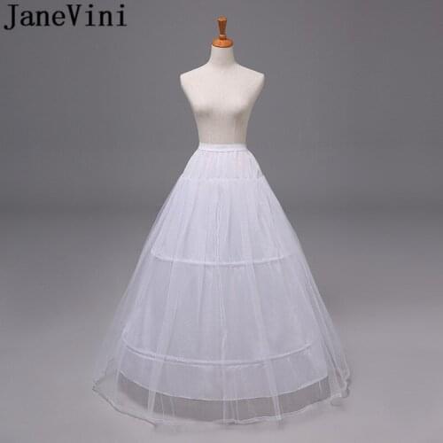 JaneVini Women Bride Wedding Dress Accessories Fluffy Petticoat Long 2 Hoops Underskirts Adults A Line White Skirt Petticoats