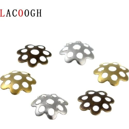 100pcs/lot Hollow Flower Torus Shape Alloy Beads Clasp Jewelry Findings Spacer Beads End Caps Charms For Jewelry Making Earrings
