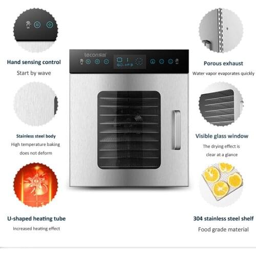 12-layers Food dehydrator Commercial home dual-use food dryer Stainless steel fruit vegetable drying machine 220V/50HZ 1000W