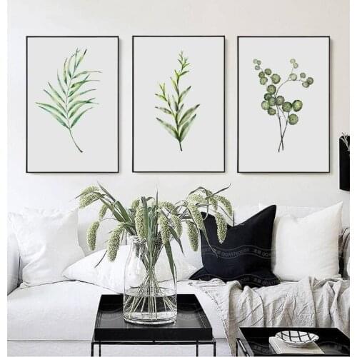 3 Panel Tropical Plant Leaves Canvas Art Print Poster Nordic Green Plant Leaf Rural Wall Pictures Unframed