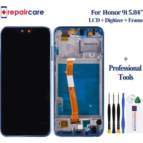 5.84" Black/Blue/Green For Huawei Honor 9i 2018 / Honor 9N Full LCD DIsplay + Touch Screen Digitizer Assembly With Frame