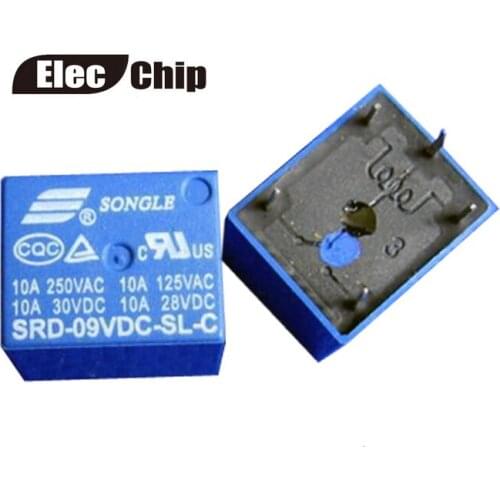 5PCS SRD-09VDC-SL-C Relay T73-9V 5 pin PCB Type 10A 9V DC Power Relay