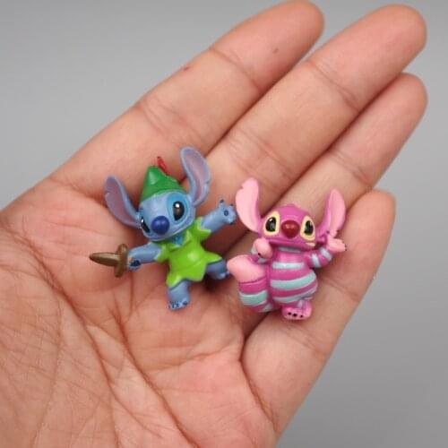 6 Pcs/set Disney Lilo y Stitch Creative Doll Model toys Cartoon Anime Figure Stitch Cake Accessories Kids Collection Toys Gifts