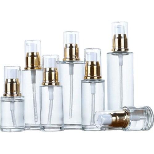 20ml 30ml 40ml 50ml 60ml 80ml 100ml Cosmetic Container Refillable Bottle Glass Spray Lotion Pump Packaging Emulsion Bottle 8Pcs