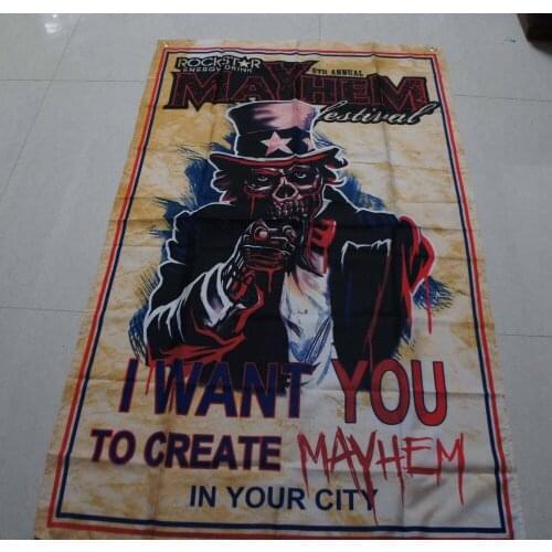 Free shipping Mayhem music team flag ,90X150CM size,100% Polyester,Digital printing,can custom desgin