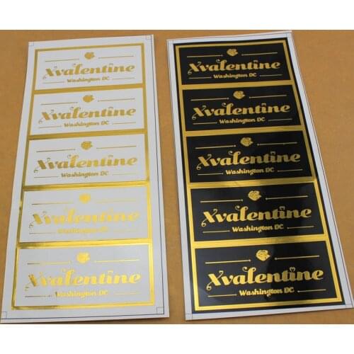 Custom design high quality gold stamping label sticker with white vinyl background