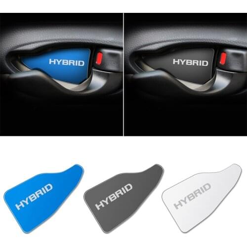4pcs stainless steel car interior door handle ornament sticker for Toyota Hybrid Accessories Car Styling