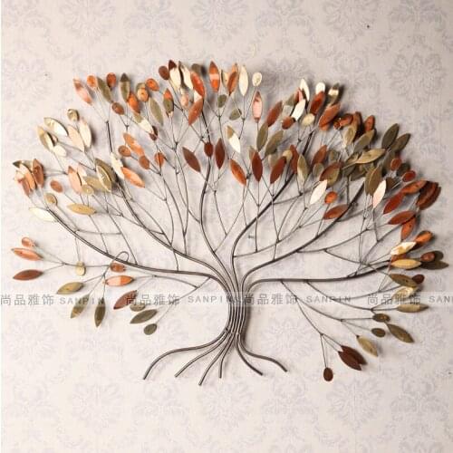 Antique American country pastoral style wrought iron wall background living room wall mural European perspective tree ornaments