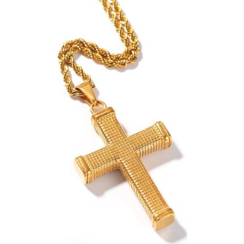 Hip Hop Man Stainless Steel Cross Necklace Pendant Ice Out Cuban Minimalism