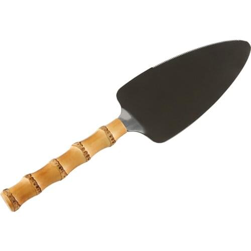 Bake BBQ Pastry Pancake Pie Pizza Dessert Heart Shape Stainless Steel Bamboo Root Wood Handle Cake Divider Shovel Server Cutter