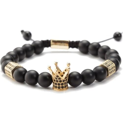 Crown 8mm bohemian multicolor Agate beads Chakra Reiki Buddha Yoga Bracelet elastic adjustable Volcanic Stone Bangles uijg4