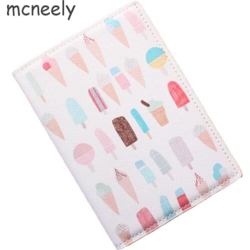 Mcneely Avariety of Popsicles Passport Cover PU Leather Creamy-white Women Credit Card Holder Men Passport Holder Document bag