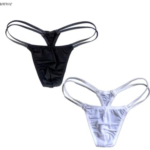 Double Thin Waitband Thong G String Men Gay Male Lingerie Jockstrap Penis Pouch Bikini Briefs Black/White/Red