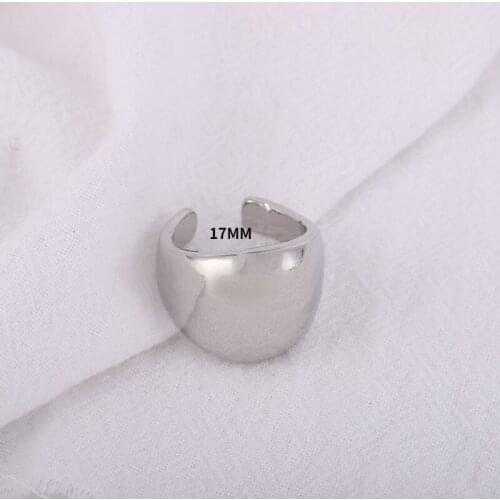 HUANZHI 2020 New Glossy Wide Version Gold Color Plated Exaggerated Metal Rings Open Adjustable Ring for Women Men Jewelry