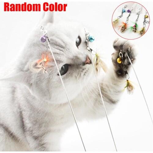 New 3Pcs Feather Insect Bell Pet Cats Teaser Interactive Stick Rod Wand Play Toy Pet Supplies