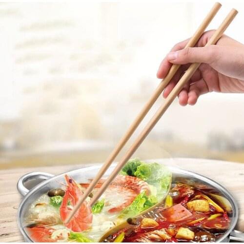 5 Pairs 45cm Long Chopsticks Wooden Chopsticks Cook Noodles Deep Fried Hot Pot Chinese Style Food Sticks Kitchen Tools