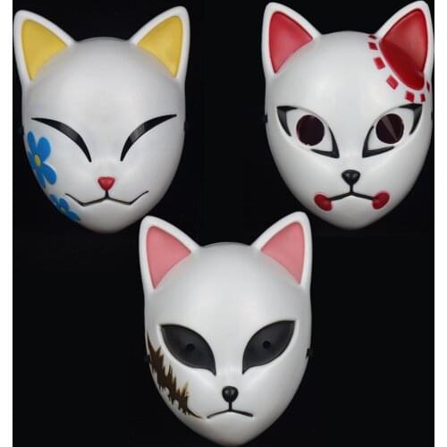 Anime Demon Slayer Kamado Tanjirou Sabito Makomo Plastic Cosplay Mask Headwear Hannya Tengu Masks Halloween Party Mask Props