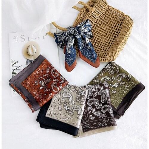 70*70cm New foulard womens silk scarf fashion printed bandana lady neckerchife square scarves soft bags shawl