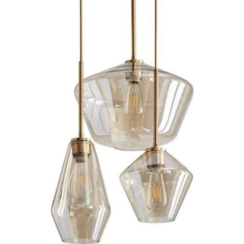 BLUBBLE Geometric Led Pendant Lights Dia23x21cm/17x28cm/30x26cm LED Pendant Lamp Hanglampl Hall Parlor Smoky Hanging Lamp