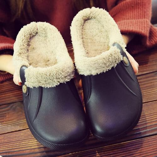 RH Original Women Brand Design Winter Garden Clogs Warm Fur Home Garden Shoes EVA Indoor Pink Winter Sandals Hole Slippers Shoes