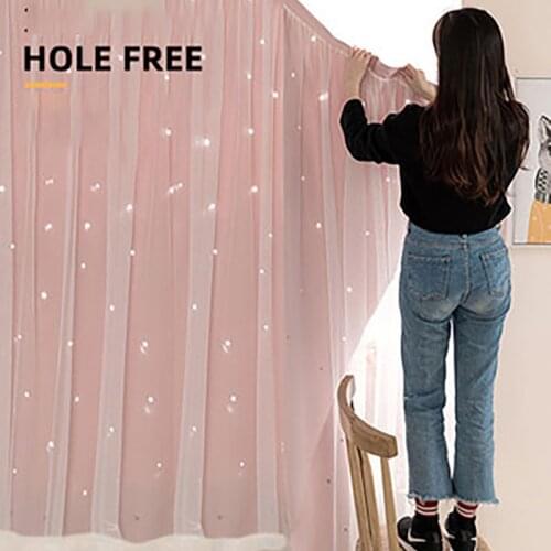 2021 Blackout Curtains For Living Room Para Salon Cortinas Rideau Modern Minimalist Easy To Paste Small Curtain Free Punching