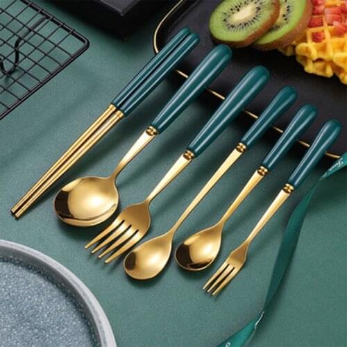Stainless Steel Cutlery Knife Fork Spoon Chopsticks Flatware Dinnerware Tableware Restaurant Household Kitchen Supplies