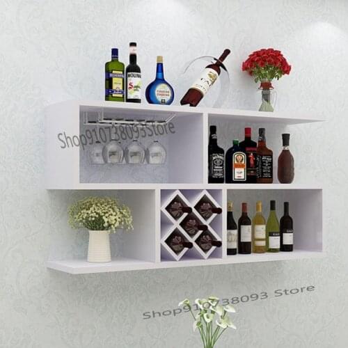Wine Rack Storage Rack Dining Room Wall Red Wine Rack Solid Wood Family Living Room Simple Wine Lattice Wall Hanging Wine Cabine