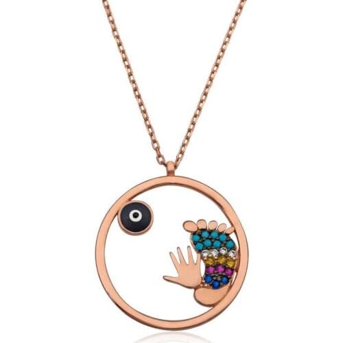 Tevuli 925 Sterling Silver The Genres change Hand And Foot Print lady necklace