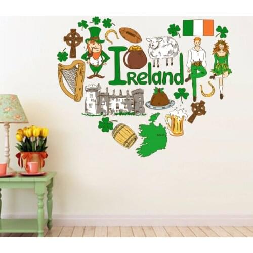 Ireland Illustration Travel The Word Landmark Wall Sticker Wedding Decor Vinyl Waterproof Wall Sticker Wallpaper Wall Decal
