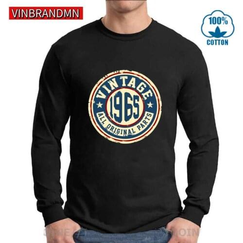 60s Long Sleeve shirt Vintage 1965 Original Parts T Shirt men Born in 1965 T-shirts 55 Years Old Tees Awesome Birthday gift Tops