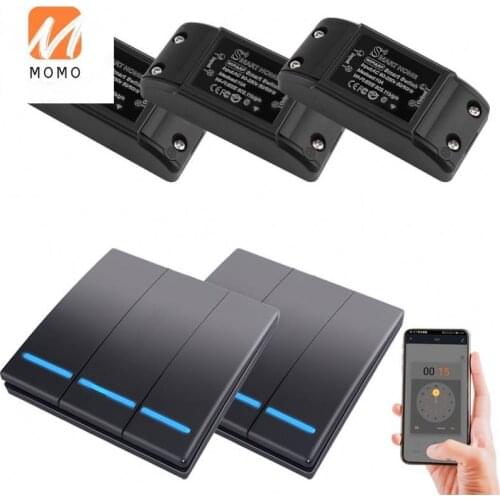WiFi Key Button Switch 3 panel+3Receiver RF 433Mhz Wall Panel DIY Smart Home APP Relay Module Timer Alexa Tuya lamp