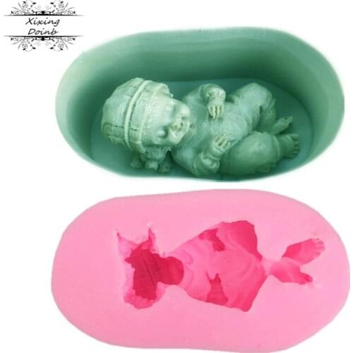Xixing 3D Sleep baby handmade soap mold chocolate cake decorating tools DIY cookies fondant silicone mold Silicone mould