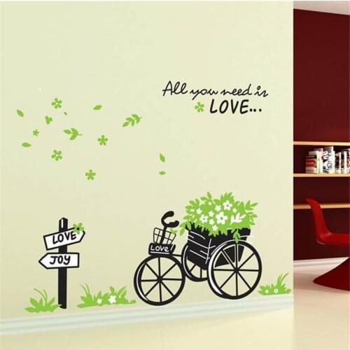 Vivid Cartoon green flower wall sticker living room bedroom wall decoration art mural wall stickers for kids rooms