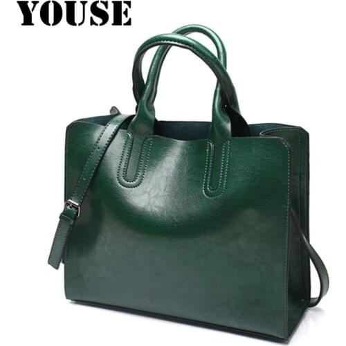 YOUSE Brand 2020 New Foreign Trade Tote Bag Fashion Trend Large Bag Oil Leather Temperament Handbag One-shoulder Womens Bags