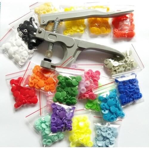 1 Set Snap Plier Tools + 300set-T5 12mm plastic Snap Buttons For Used For Diaper [ can choose the colors]