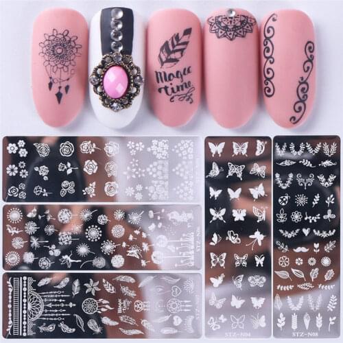 1Pcs Nail Art Stamp Template Nail Stamper Flower Geometric lattice Image Pattern Printing Plate for Stencil