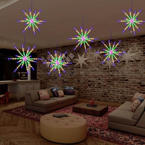 112LED Firework Light Explosion Modeling Light Strip Meteor Christmas Decorative LED String Light Multicolor Remote Control