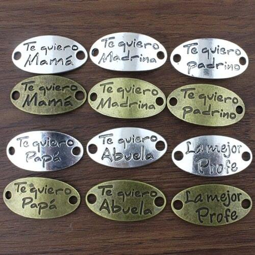 20pcs/lot Free shipping Fashion Antique Silver TequieroMama Connectors Pendant Tibetan silver Bracelet Clasps Beads 38x19 K04337