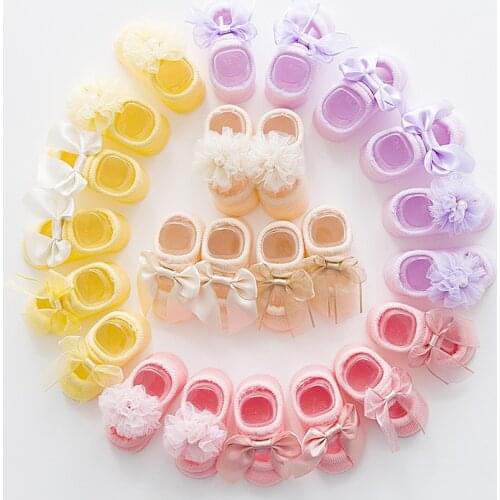 Children Wit 3 pairs baby socks spring summer cotton 3 kinds of bows to prevent the skating girls sicks of princess stocks