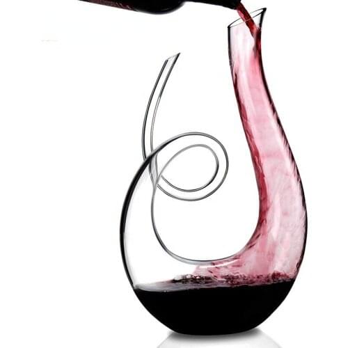 40oz 1200ml Creative Hand Blown Wine Enthusiast Lead-Free Crystal Clear Art Series Treble Wine Decanter for Great Gift
