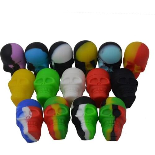 5pcs Non Stick 15ml Skull Dab wax jar containers and Bho Silicone butane oil container for Storage Dry Herb, Tobacco, Pill, Balm